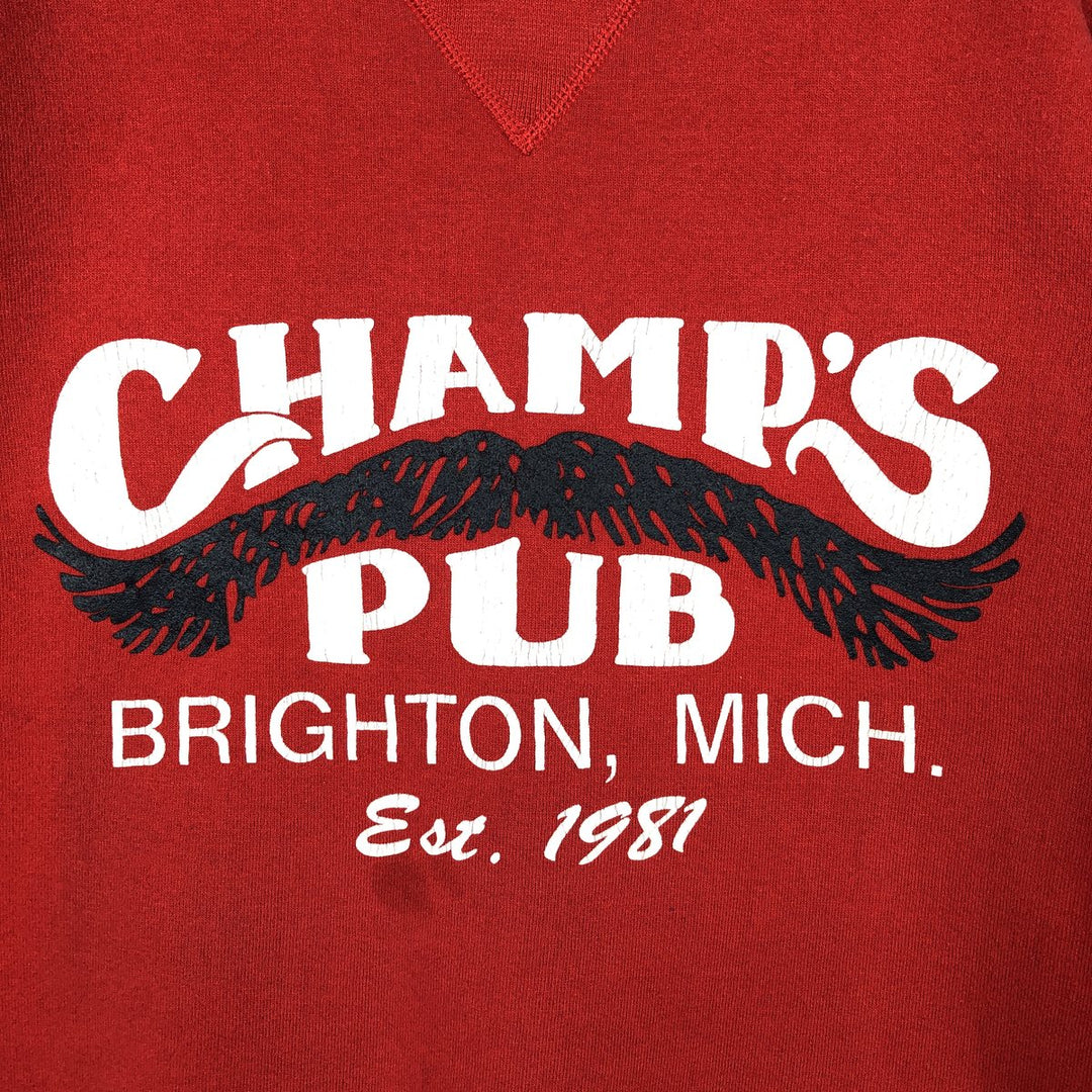 90'S Russell Champ's Pub Advertising Sweatshirt, Made in USA, Men's Size L (Equivalent), Vintage cotton red type Vintage Second Hand