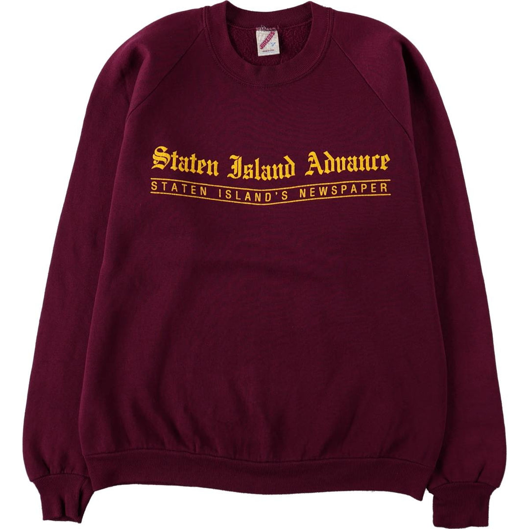 90'S JERSEYS S. Advertising Sweatshirt, Made in USA, Men's Size L (approx.), Vintage cotton burgundy type Vintage Second Hand