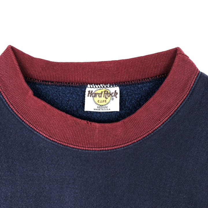 Vintage 90'S Hard Rock Cafe Advertising Sweatshirt, Made in USA, Men's Size Medium cotton navy blue type Vintage Second Hand