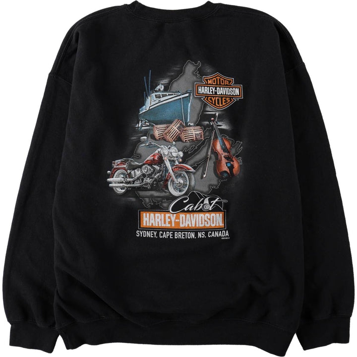 Harley-Davidson Advertising Sweatshirt, Men's XL Size cotton black type Vintage Second Hand