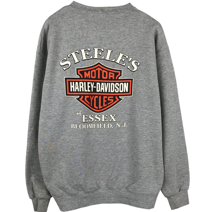 2000'S Harley-Davidson Fire Pattern Advertising Sweatshirt (Men's Size L) cotton gray type Vintage Second Hand