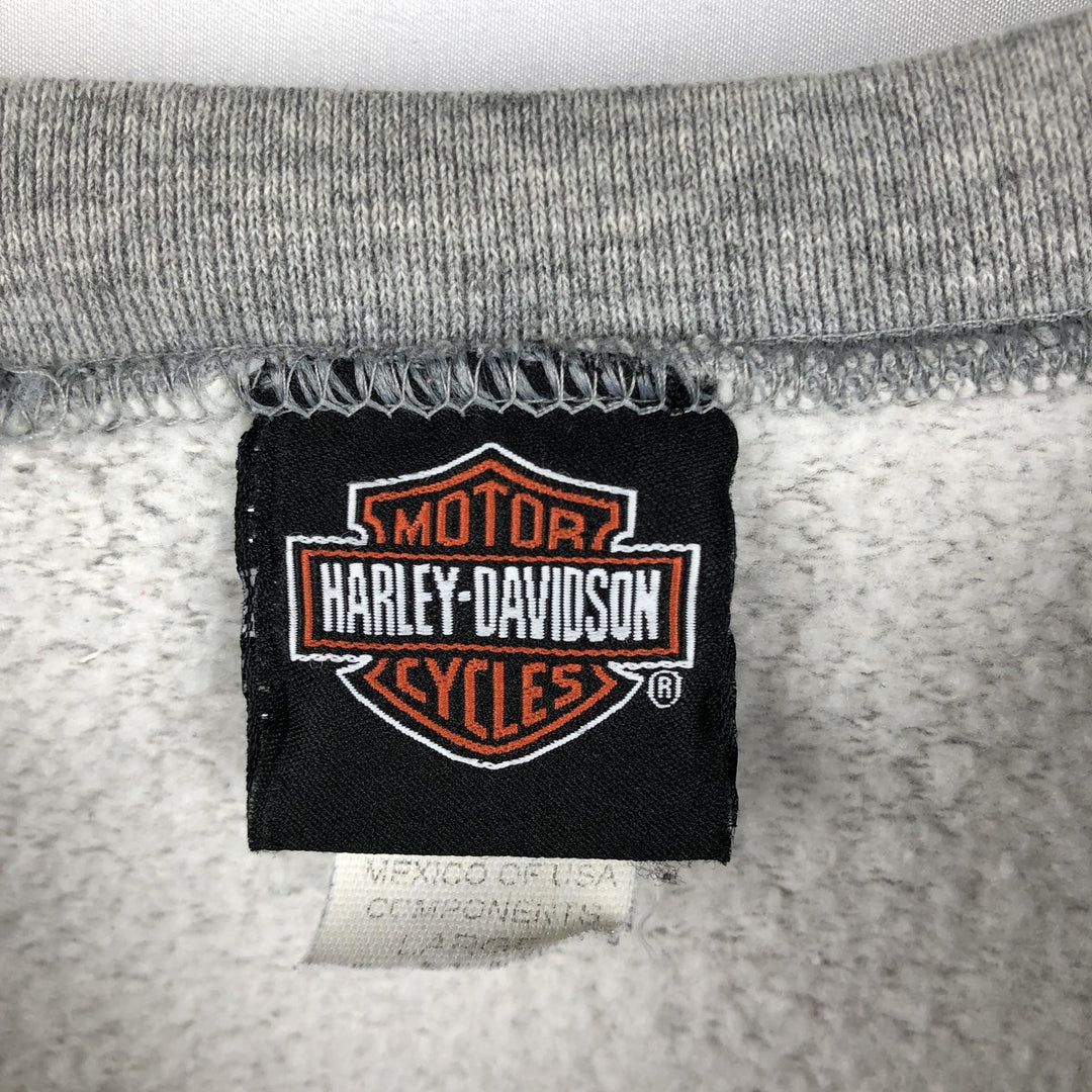 2000'S Harley-Davidson Fire Pattern Advertising Sweatshirt (Men's Size L) cotton gray type Vintage Second Hand