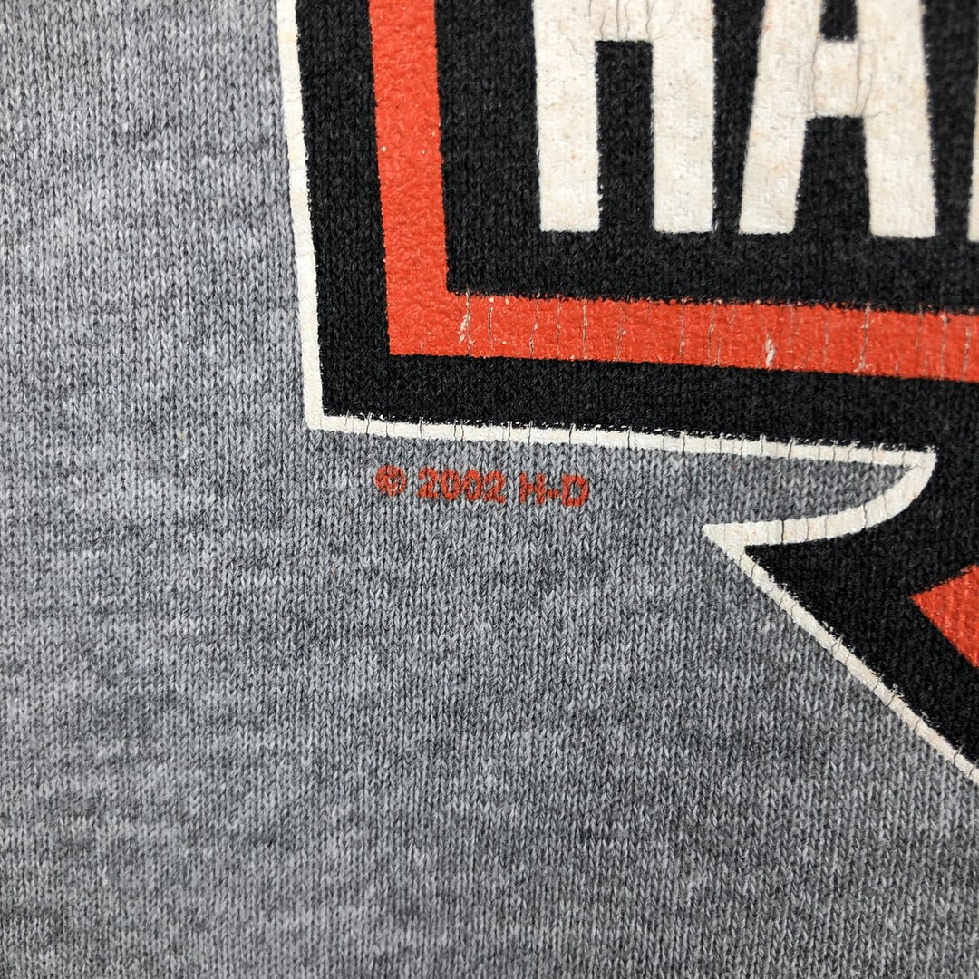 2000'S Harley-Davidson Fire Pattern Advertising Sweatshirt (Men's Size L) cotton gray type Vintage Second Hand