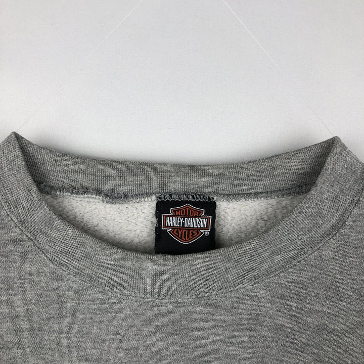 2000'S Harley-Davidson Fire Pattern Advertising Sweatshirt (Men's Size L) cotton gray type Vintage Second Hand