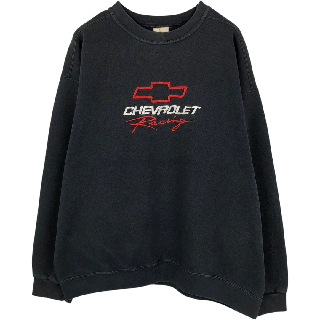 CHEVROLET advertising sweatshirt, made in the USA, men's size XL equivalent. cotton black type Vintage Second Hand