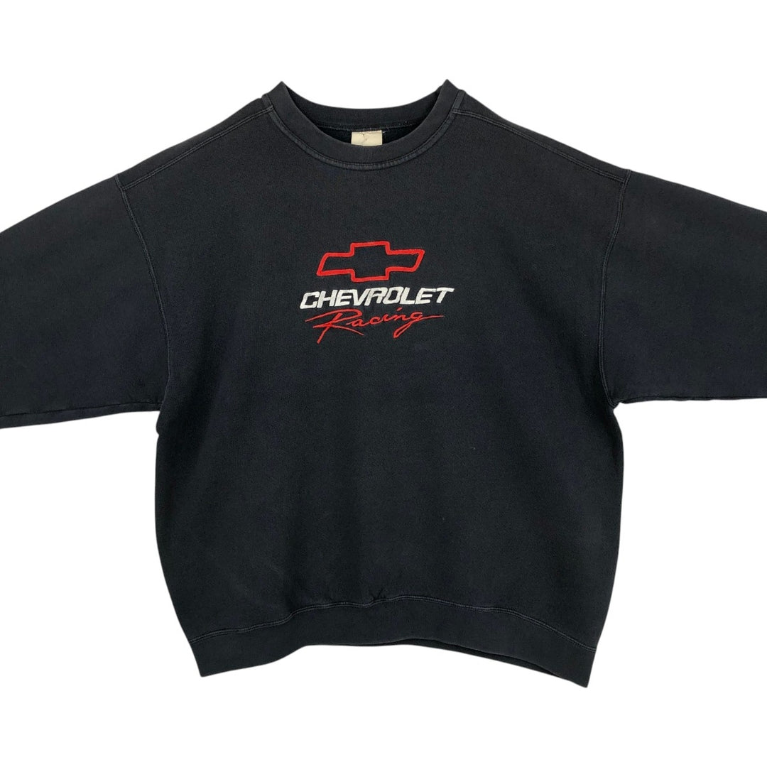 CHEVROLET advertising sweatshirt, made in the USA, men's size XL equivalent. cotton black type Vintage Second Hand