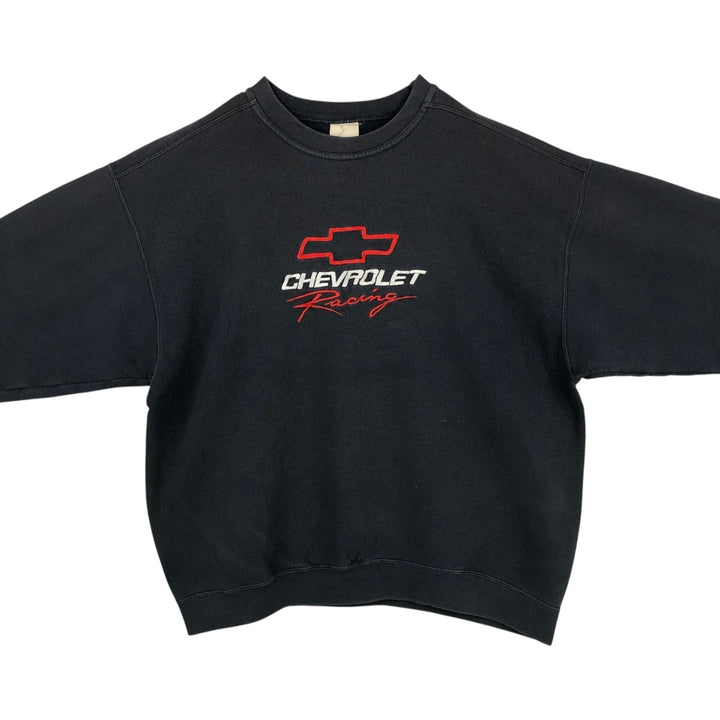 CHEVROLET advertising sweatshirt, made in the USA, men's size XL equivalent. cotton black type Vintage Second Hand