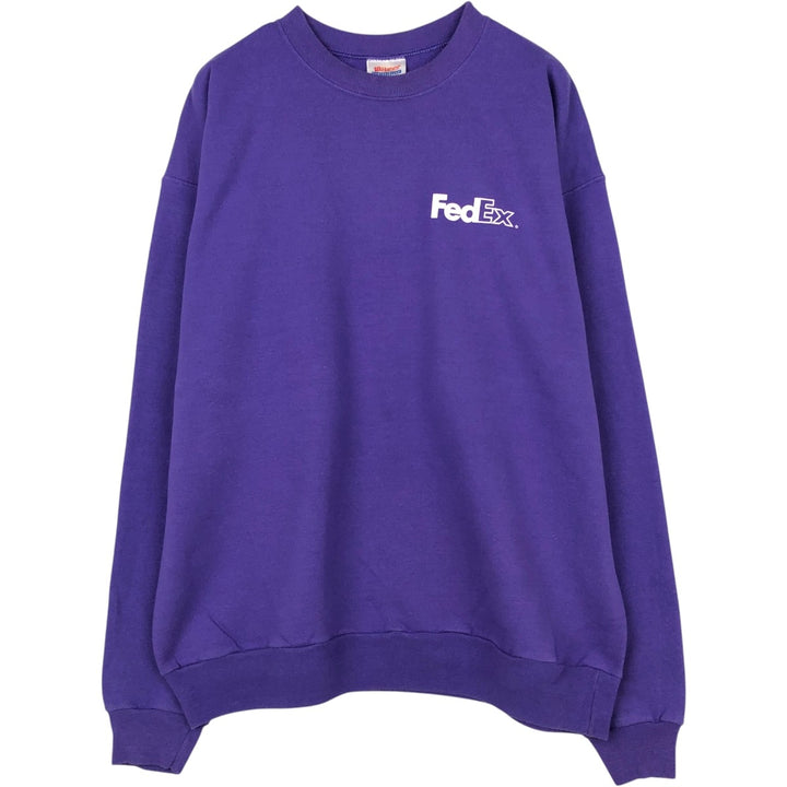90'S FedEx Advertising Sweatshirt, Men's Size L (approx.), Vintage, Double-Sided Print cotton purple type Vintage Second Hand