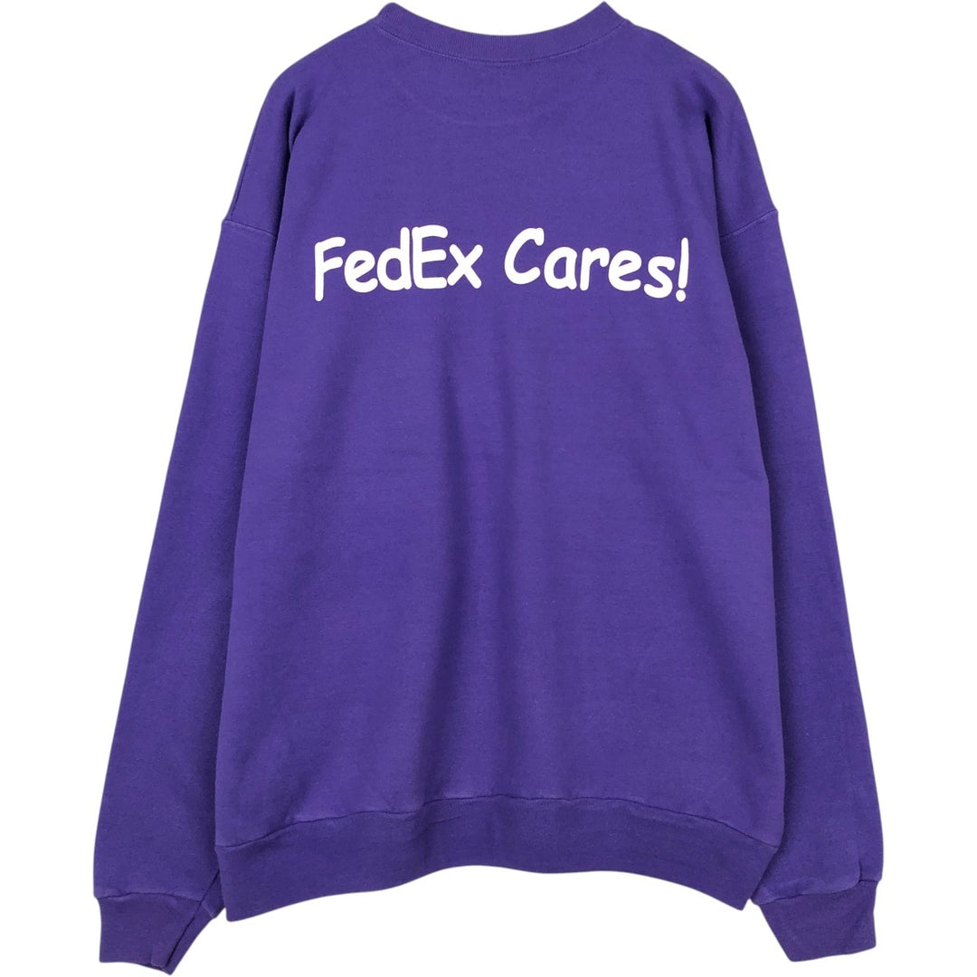 90'S FedEx Advertising Sweatshirt, Men's Size L (approx.), Vintage, Double-Sided Print cotton purple type Vintage Second Hand