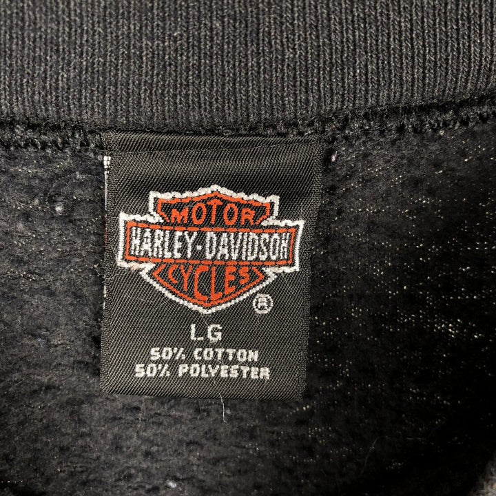 90'S Harley-Davidson Eagle Pattern Advertising Sweatshirt, Made in USA, Men's Size L (approx.) cotton black type Vintage Second Hand