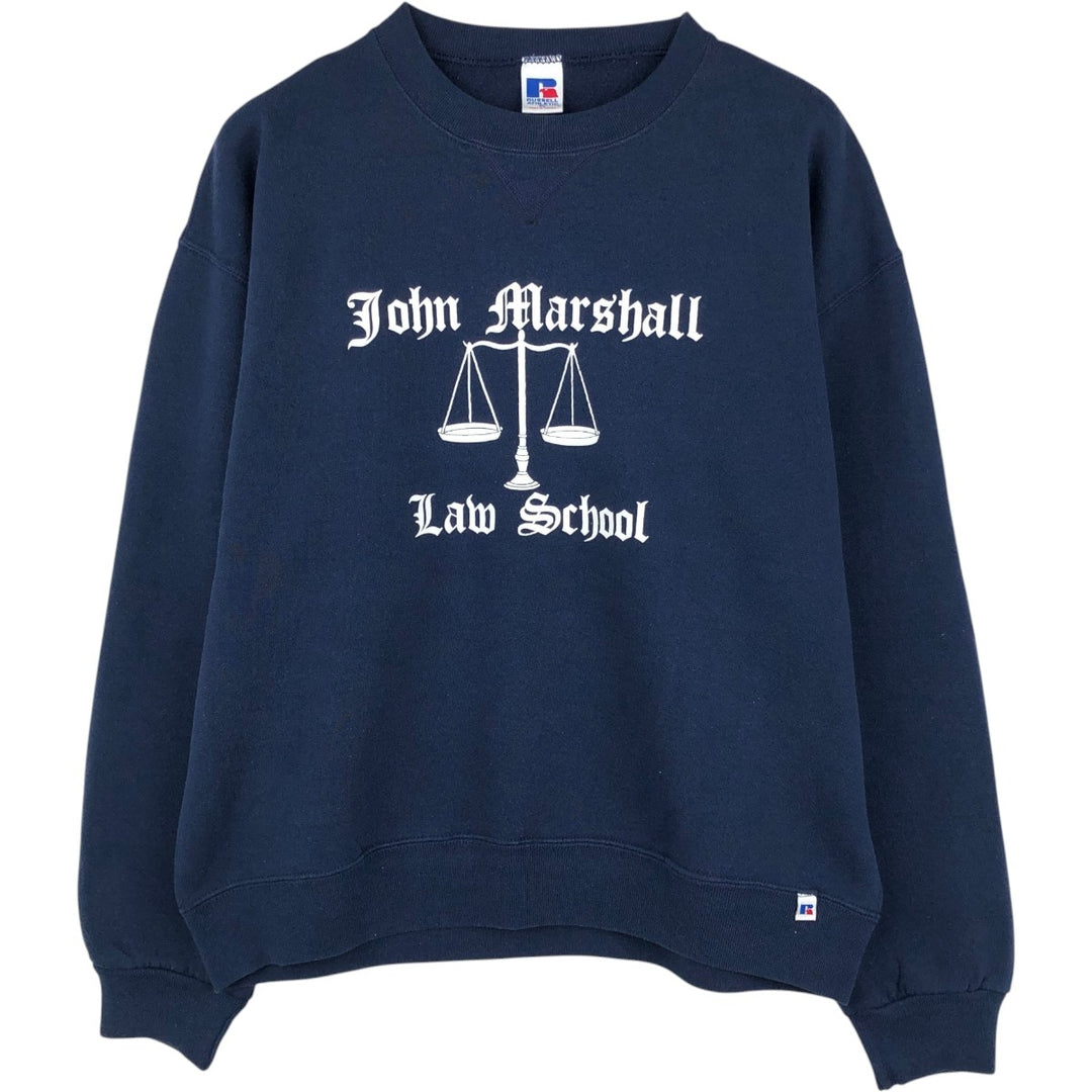 90'S Russell John Marshall Law School College Sweatshirt, Men's Size XL (approx.), Vintage cotton Navy blue Vintage Second Hand