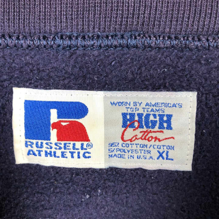 90'S Russell Texas Woman's University College Sweatshirt, Made in USA, Men's XL equivalent, Vintage cotton Indigo Vintage Second Hand