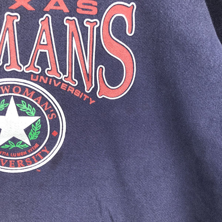 90'S Russell Texas Woman's University College Sweatshirt, Made in USA, Men's XL equivalent, Vintage cotton Indigo Vintage Second Hand