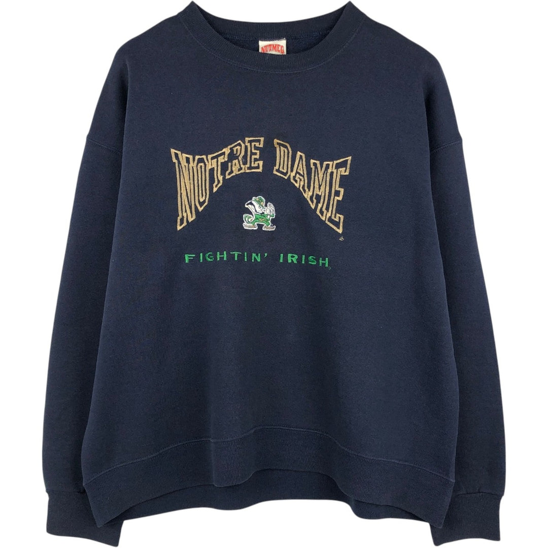 90'S Nutmeg Notre Dame University College Sweatshirt, Made in USA, Men's XL equivalent, Vintage cotton navy blue type Vintage Second Hand