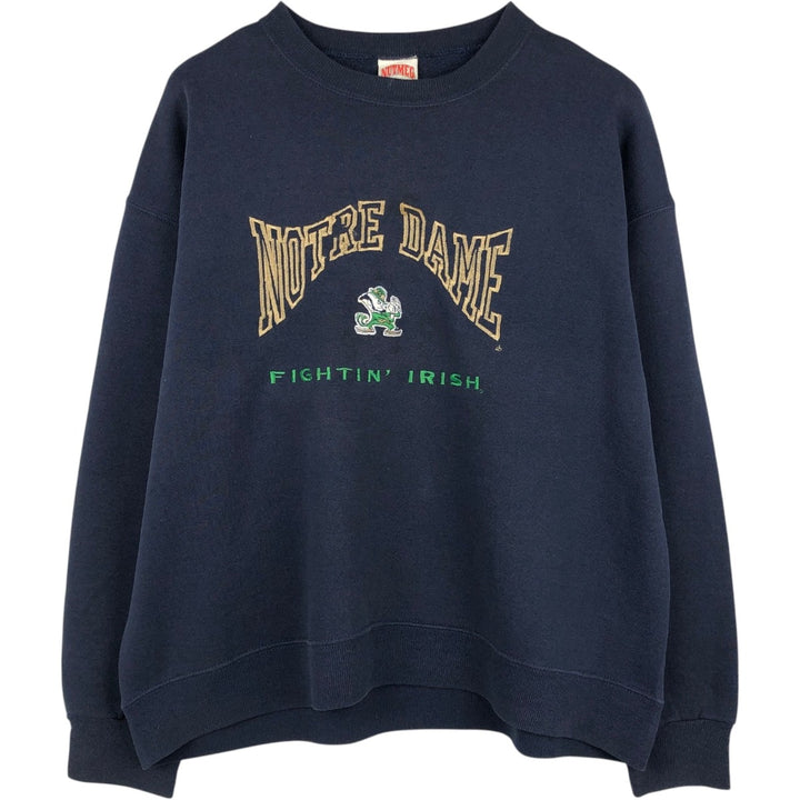90'S Nutmeg Notre Dame University College Sweatshirt, Made in USA, Men's XL equivalent, Vintage cotton navy blue type Vintage Second Hand
