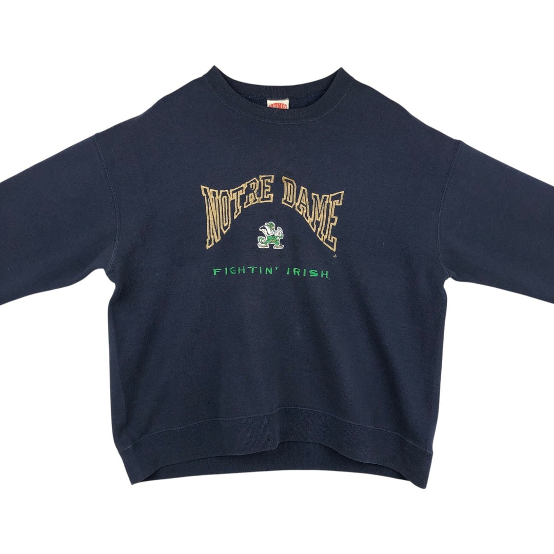90'S Nutmeg Notre Dame University College Sweatshirt, Made in USA, Men's XL equivalent, Vintage cotton navy blue type Vintage Second Hand