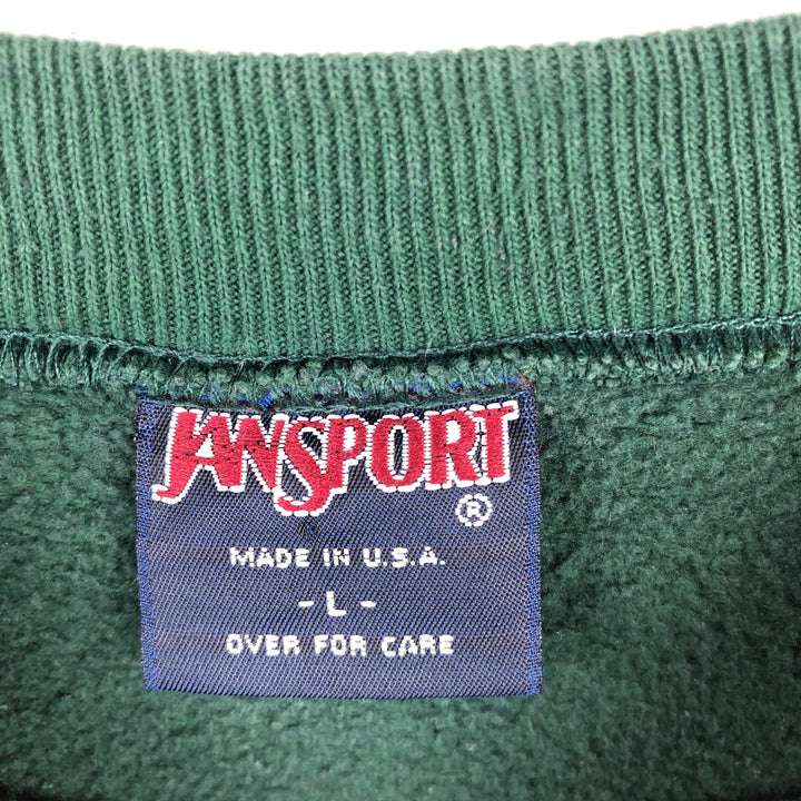 Vintage 90'S Jansport college sweatshirt, made in the USA, size L, men's cotton Green type dark green Vintage Second Hand