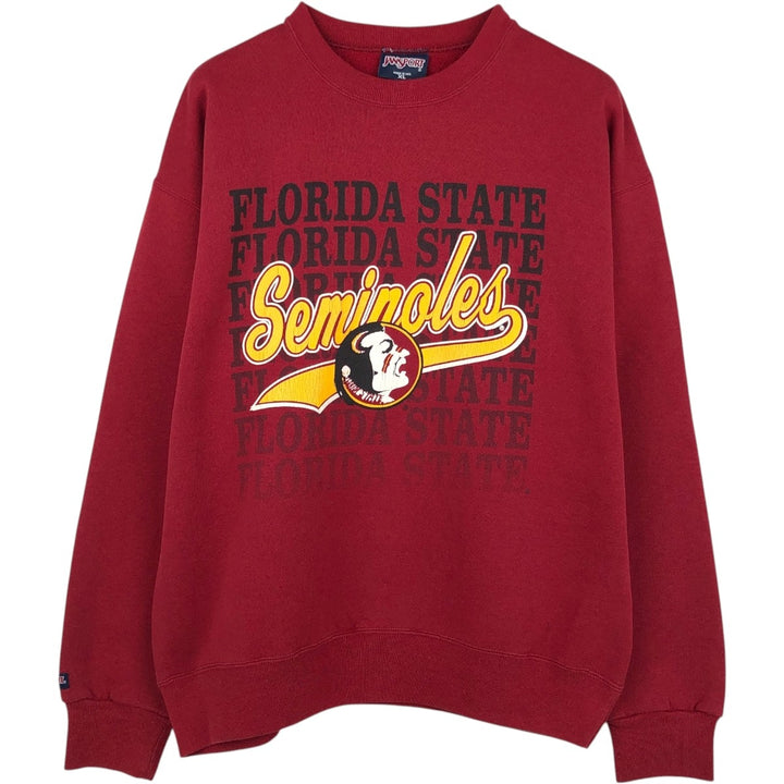 90'S JanSport Florida State University College Sweatshirt, Made in USA, Men's XL equivalent, Vintage cotton red type Vintage Second Hand
