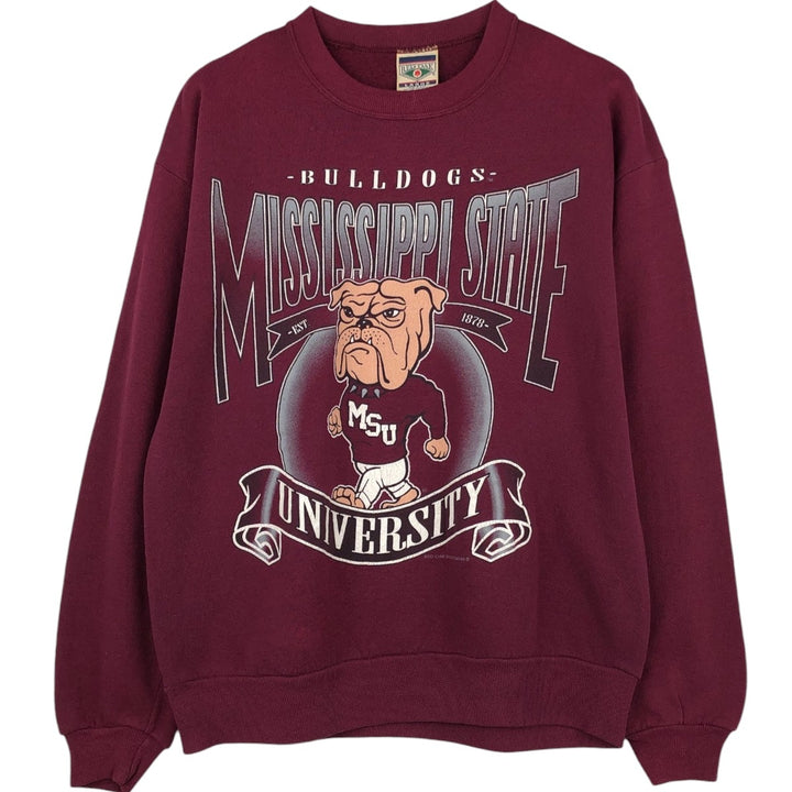 90'S Red Oak College Character Sweatshirt, Made in USA, Men's Size L (Equivalent), Vintage cotton wine-red Vintage Second Hand