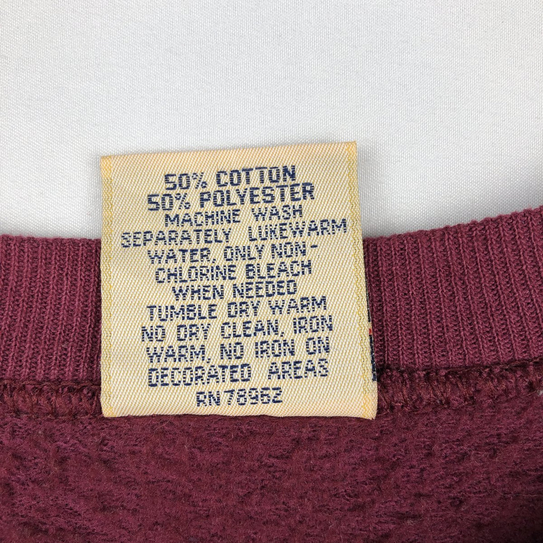 90'S Red Oak College Character Sweatshirt, Made in USA, Men's Size L (Equivalent), Vintage cotton wine-red Vintage Second Hand