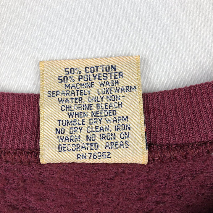 90'S Red Oak College Character Sweatshirt, Made in USA, Men's Size L (Equivalent), Vintage cotton wine-red Vintage Second Hand
