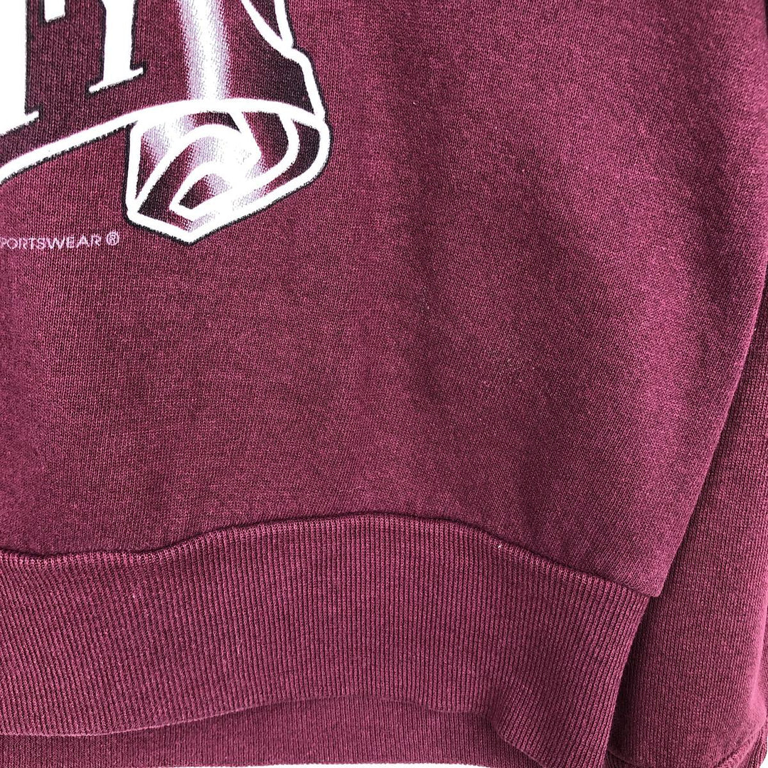 90'S Red Oak College Character Sweatshirt, Made in USA, Men's Size L (Equivalent), Vintage cotton wine-red Vintage Second Hand
