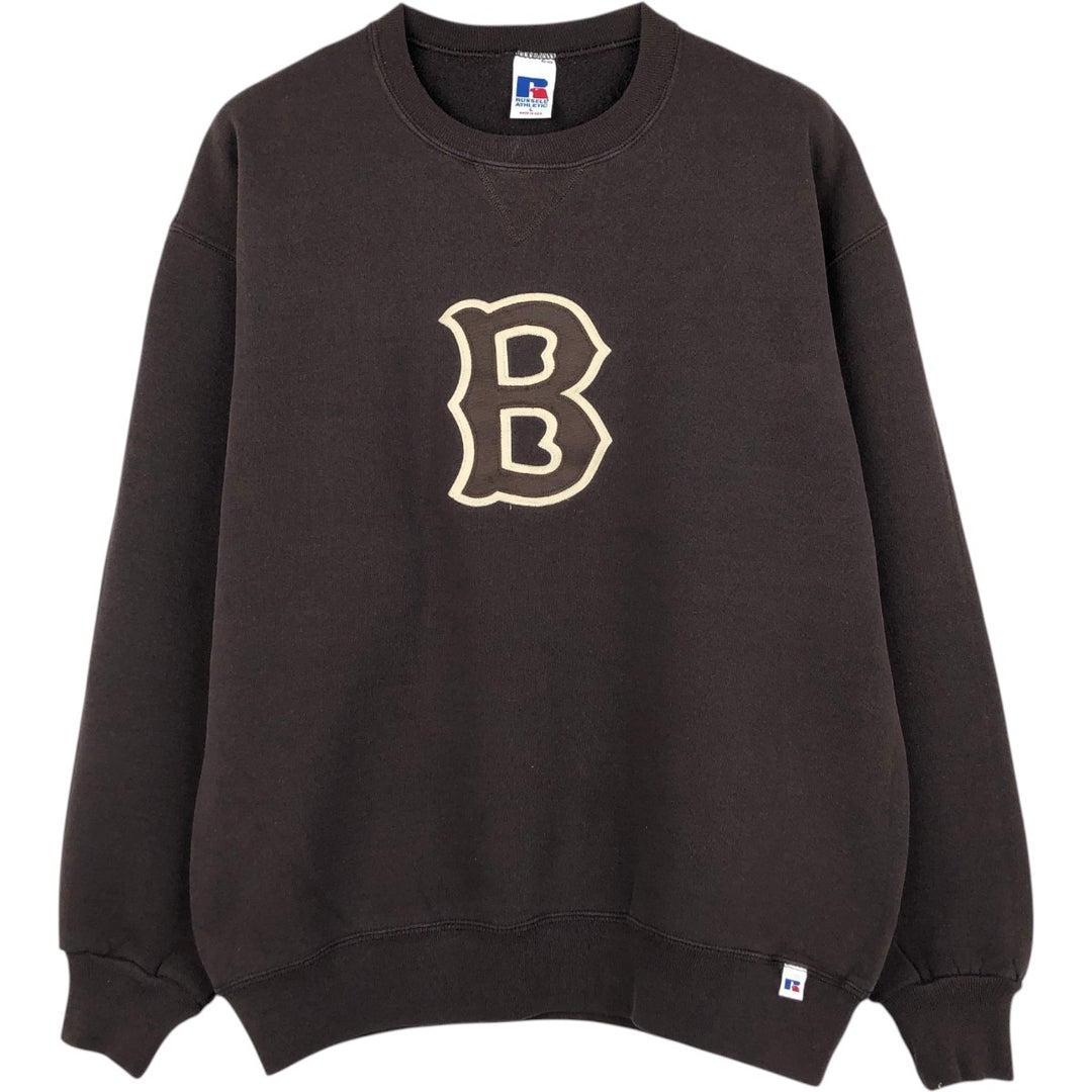 1990'S Russell Brown University College Sweatshirt, Made in USA, Men's Size L (approx.), Vintage cotton walnut Vintage Second Hand