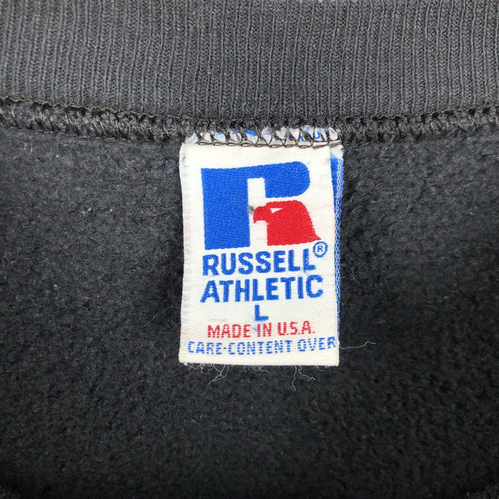 90'S Russell College Sweatshirt, Made in USA, Men's L, Vintage cotton black type Vintage Second Hand