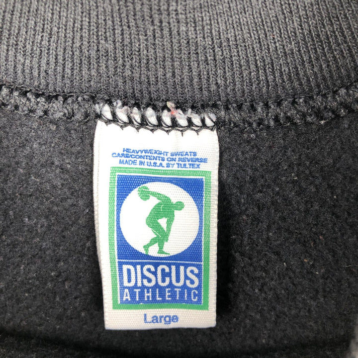 90'S Discus Athletic Print Sweatshirt, Made in USA, Men's Size L (approx.), Vintage cotton black type Vintage Second Hand