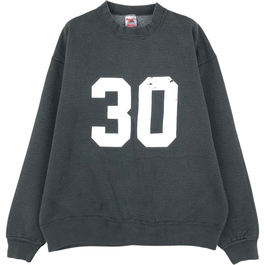 90'S Fruit of the Loom College Sweatshirt, Made in USA, Men's Size L, Vintage cotton Charcoal Vintage Second Hand