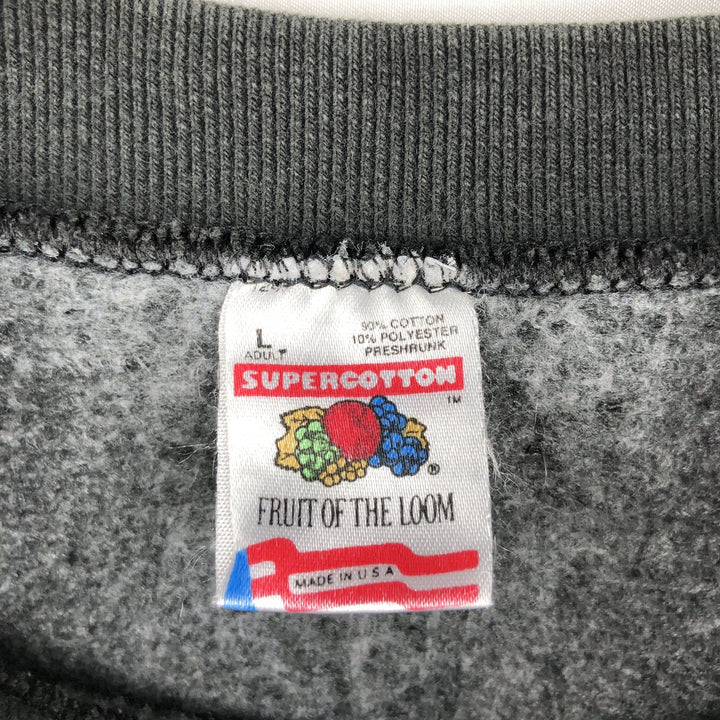 90'S Fruit of the Loom College Sweatshirt, Made in USA, Men's Size L, Vintage cotton Charcoal Vintage Second Hand