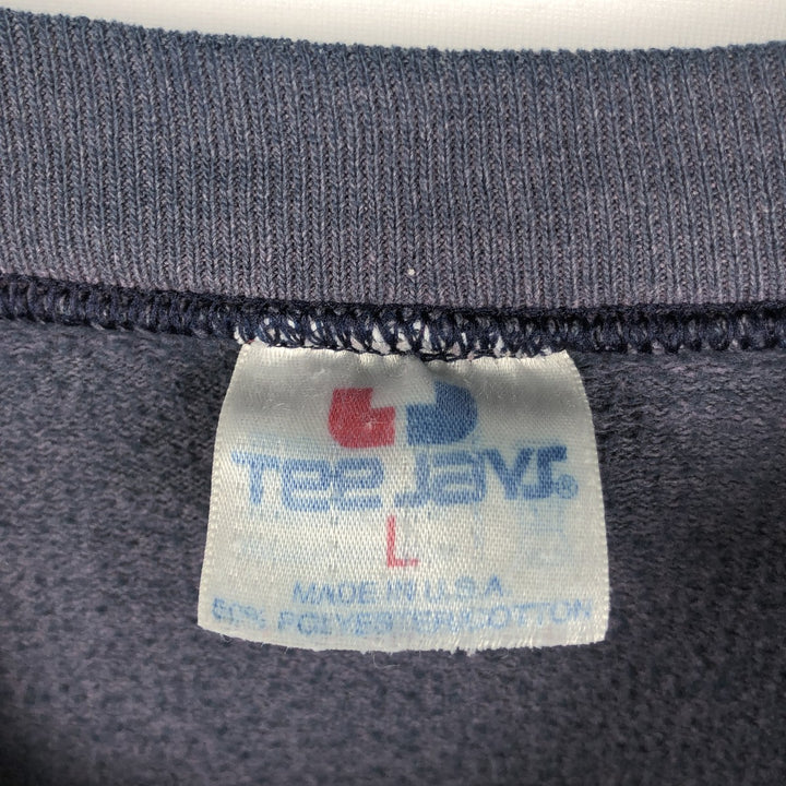 90'S TEE JAYS Print Sweatshirt, Made in USA, Men's Size L (approx.), Vintage cotton Navy blue Vintage Second Hand
