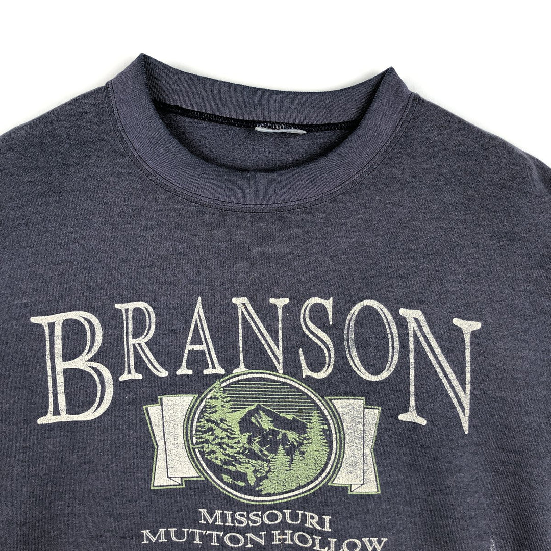 90'S TEE JAYS Print Sweatshirt, Made in USA, Men's Size L (approx.), Vintage cotton Navy blue Vintage Second Hand