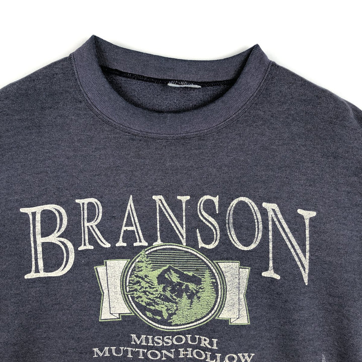 90'S TEE JAYS Print Sweatshirt, Made in USA, Men's Size L (approx.), Vintage cotton Navy blue Vintage Second Hand