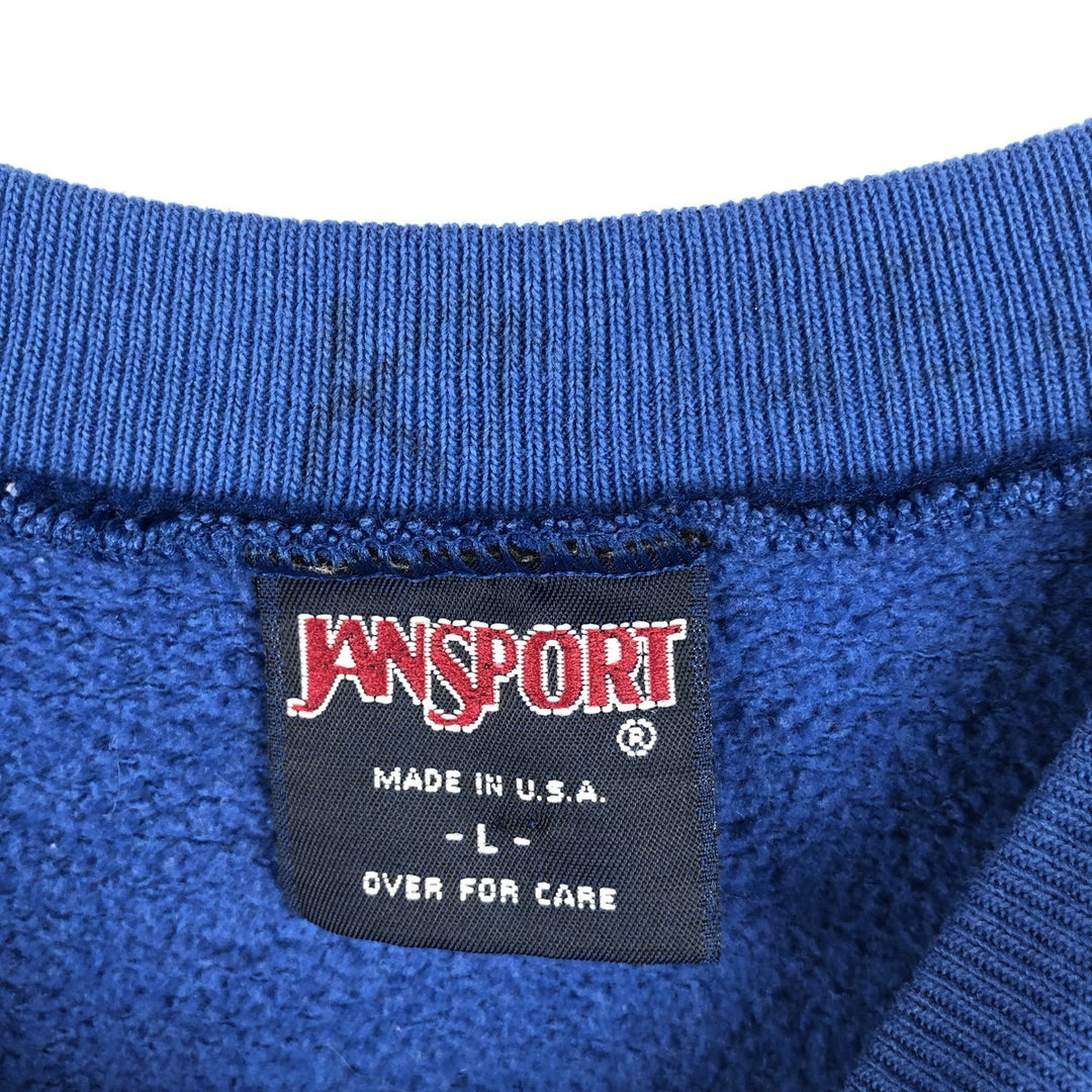 Vintage 90'S Jansport college sweatshirt, made in the USA, size L, men's cotton blue type Vintage Second Hand