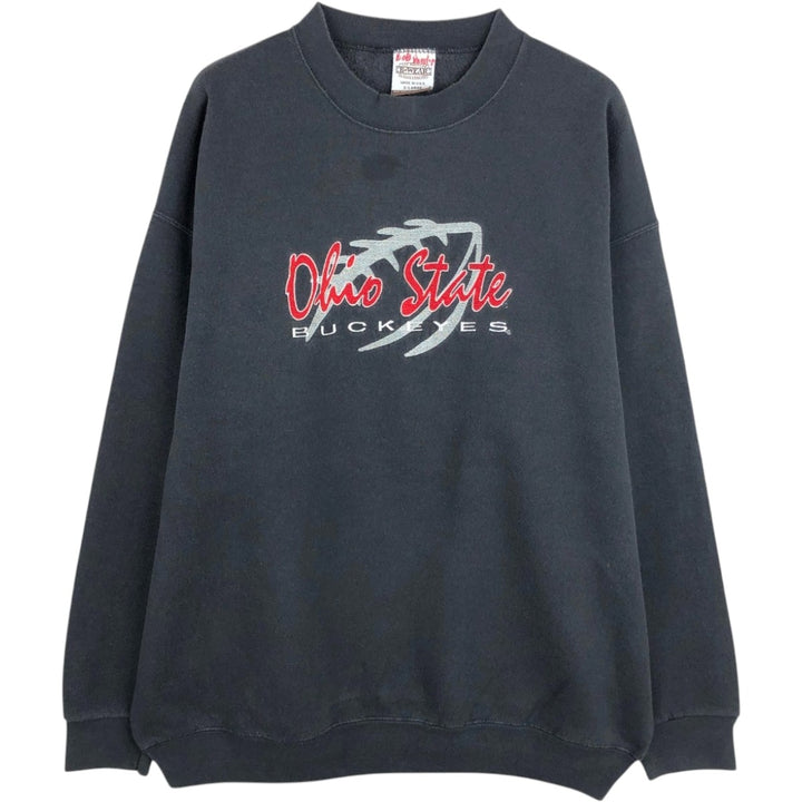 1990'S Ohio State University College Sweatshirt, Made in USA, Men's XL equivalent, Vintage cotton black type Vintage Second Hand
