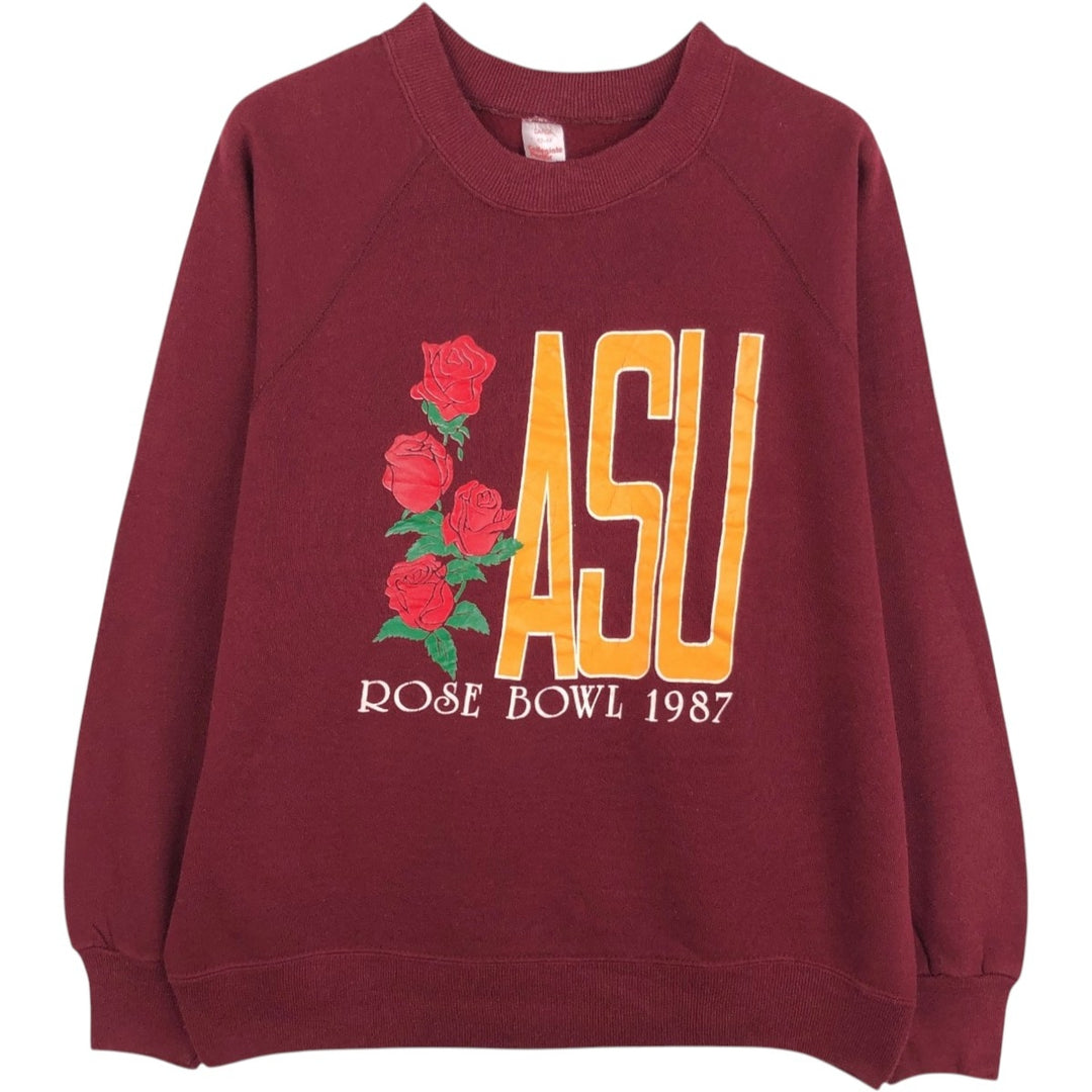 80'S Collegiate Pacific College Sweatshirt, Made in USA, Men's Size L (approx.), Vintage cotton burgundy type Vintage Second Hand