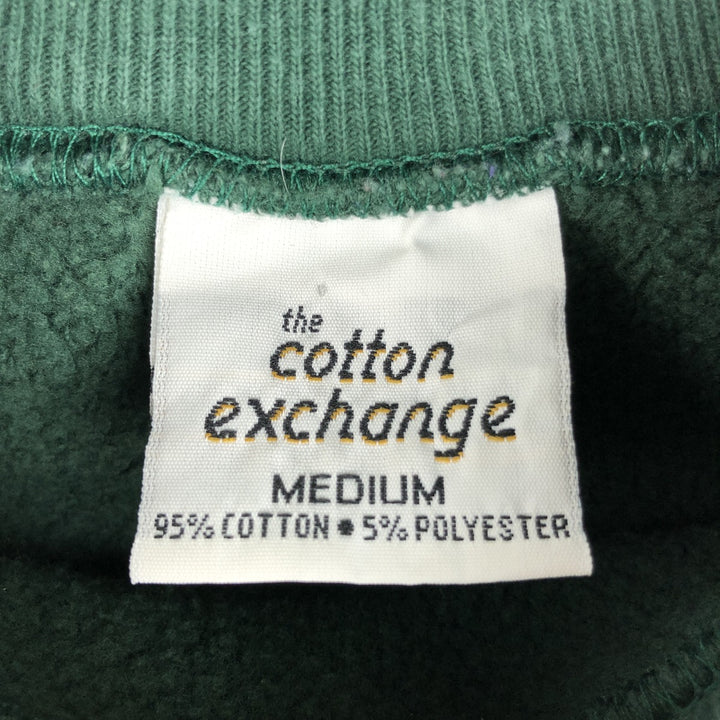 90'S The Cotton Exchange College Sweatshirt, Made in USA, Men's Size M (approx.), Vintage cotton Green type dark green Vintage Second Hand
