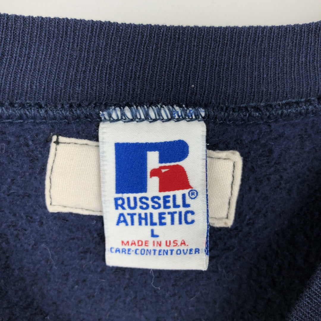 90'S Russell Valley Forge Military College Sweatshirt, Made in USA, Men's Size L (approx.), Vintage cotton navy blue type Vintage Second Hand