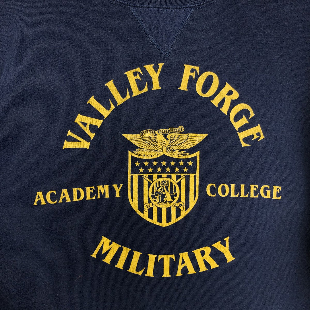 90'S Russell Valley Forge Military College Sweatshirt, Made in USA, Men's Size L (approx.), Vintage cotton navy blue type Vintage Second Hand
