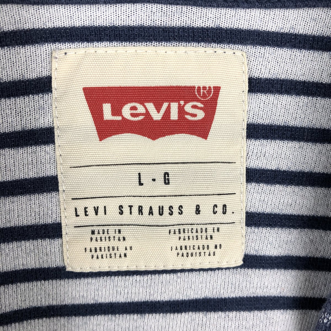 Levi's Border Pattern Sweat Full-Zip Hoodie, Men's Size L (approx.) cotton navy blue type Vintage Second Hand