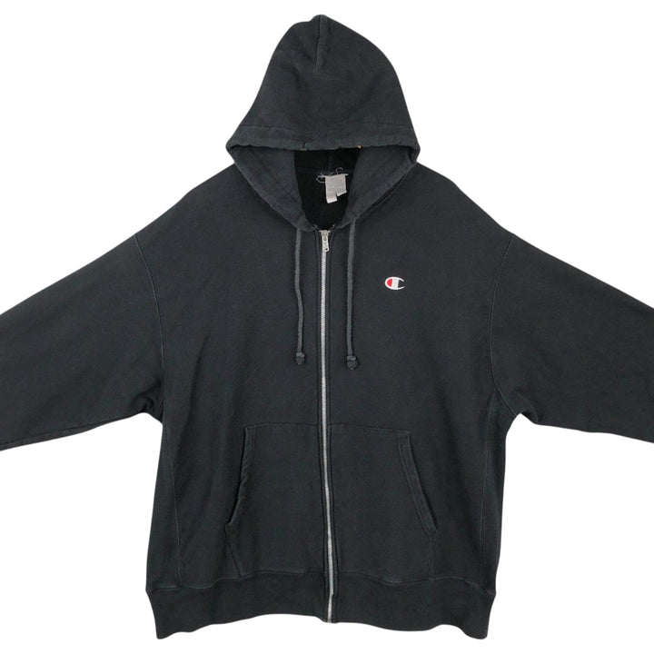 Champion Sweat Full-Zip Hoodie, Men's XXL (approx.) cotton black type Vintage Second Hand
