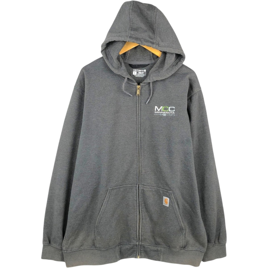 Carhartt Loose Fit Sweat Full Zip Hoodie, Men's XL cotton Charcoal Vintage Second Hand