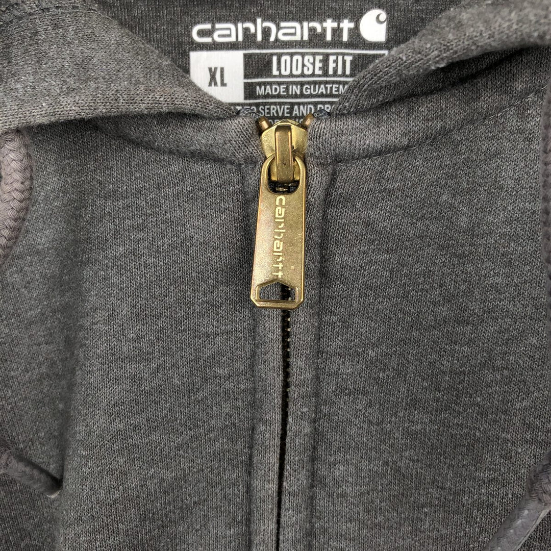 Carhartt Loose Fit Sweat Full Zip Hoodie, Men's XL cotton Charcoal Vintage Second Hand