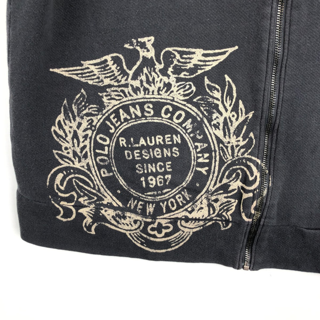 Ralph Lauren POLO JEANS COMPANY Full-Zip Sweatshirt (Men's Size L) cotton Charcoal Vintage Second Hand