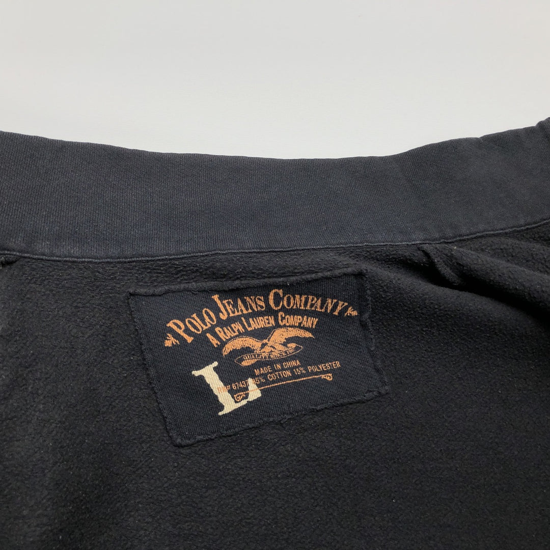 Ralph Lauren POLO JEANS COMPANY Full-Zip Sweatshirt (Men's Size L) cotton Charcoal Vintage Second Hand