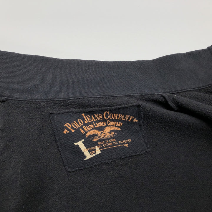 Ralph Lauren POLO JEANS COMPANY Full-Zip Sweatshirt (Men's Size L) cotton Charcoal Vintage Second Hand