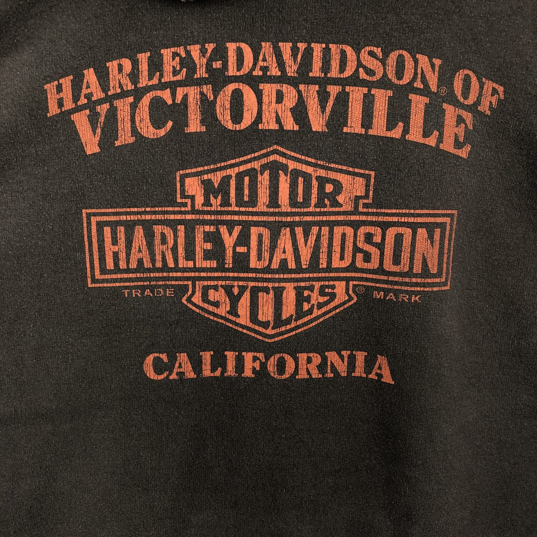 Big Size Harley-Davidson Skull Pattern Full-Zip Sweatshirt Hoodie, Made in USA, Men's XXXL Equivalent, Vintage cotton walnut Vintage Second Hand