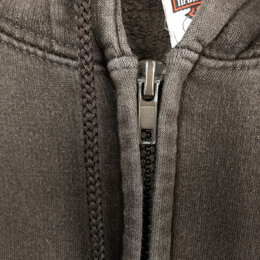 Big Size Harley-Davidson Skull Pattern Full-Zip Sweatshirt Hoodie, Made in USA, Men's XXXL Equivalent, Vintage cotton walnut Vintage Second Hand