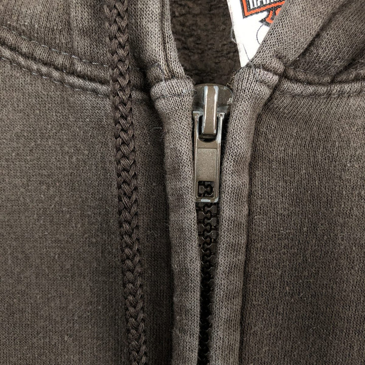Big Size Harley-Davidson Skull Pattern Full-Zip Sweatshirt Hoodie, Made in USA, Men's XXXL Equivalent, Vintage cotton walnut Vintage Second Hand